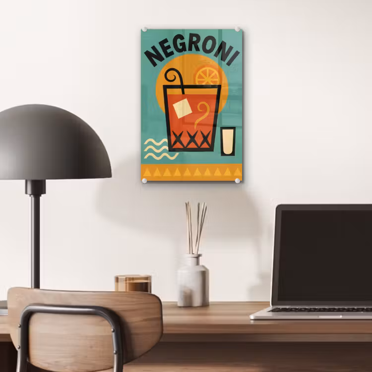 Glas schilderij - Cocktail - Negroni - Art - Sinaasappel — 7
