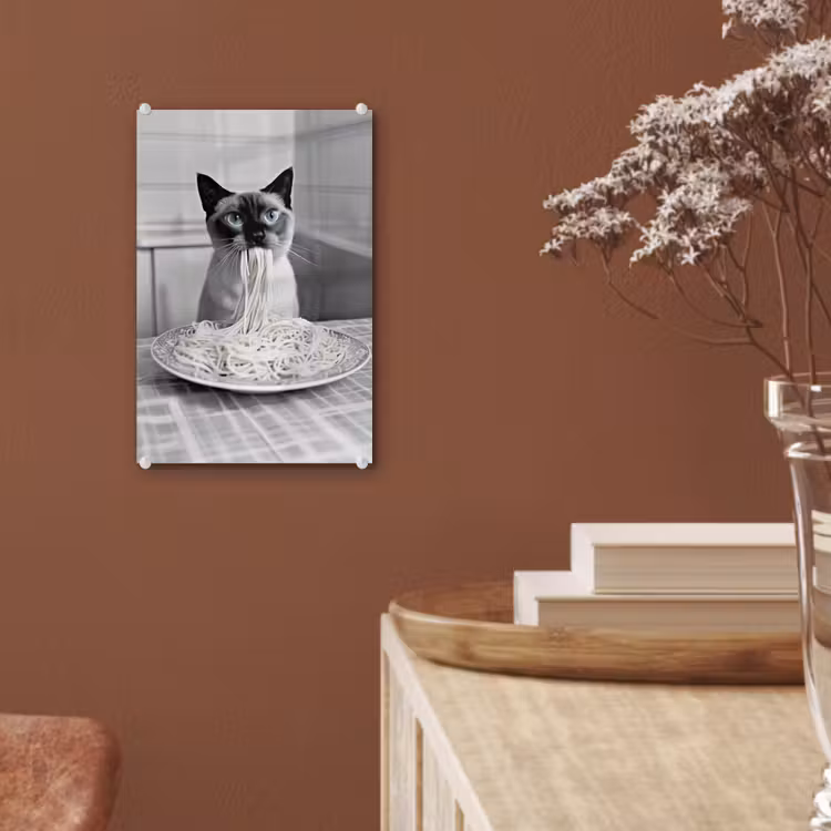 Glas schilderij - Kat - Siamees - Zwart Wit - Schattig - Dieren — 6