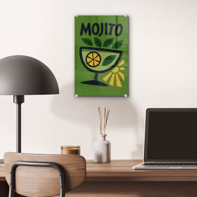 Glas schilderij - Mojito - Cocktail - Citroen - Groen — 7