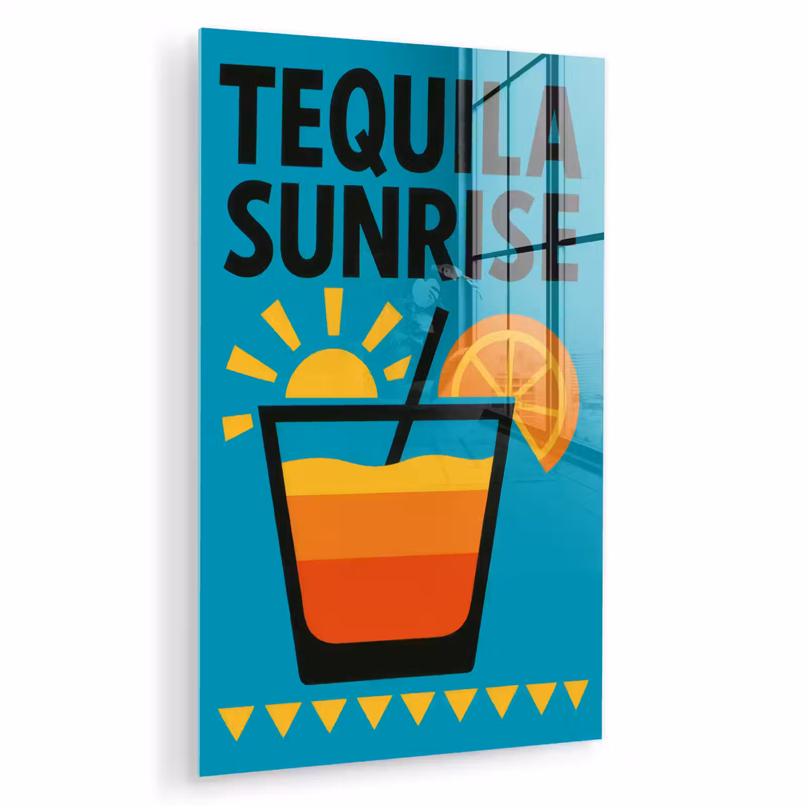 Glas schilderij - Illustratie - Tequila - Glas - Blauw — 1