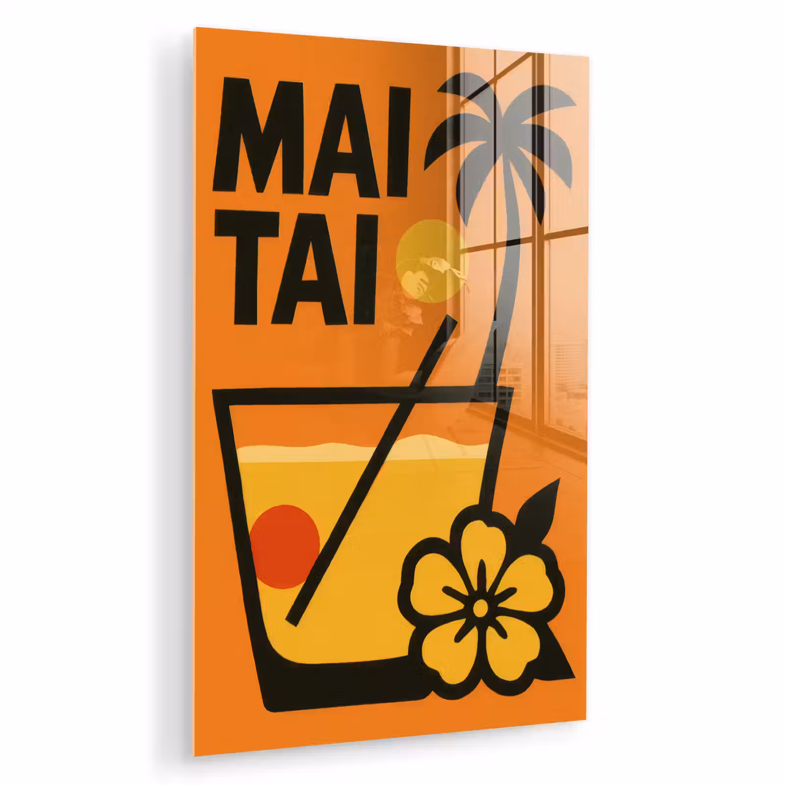 Glas schilderij - Palmboom - Bloem - Art - Drink — 1