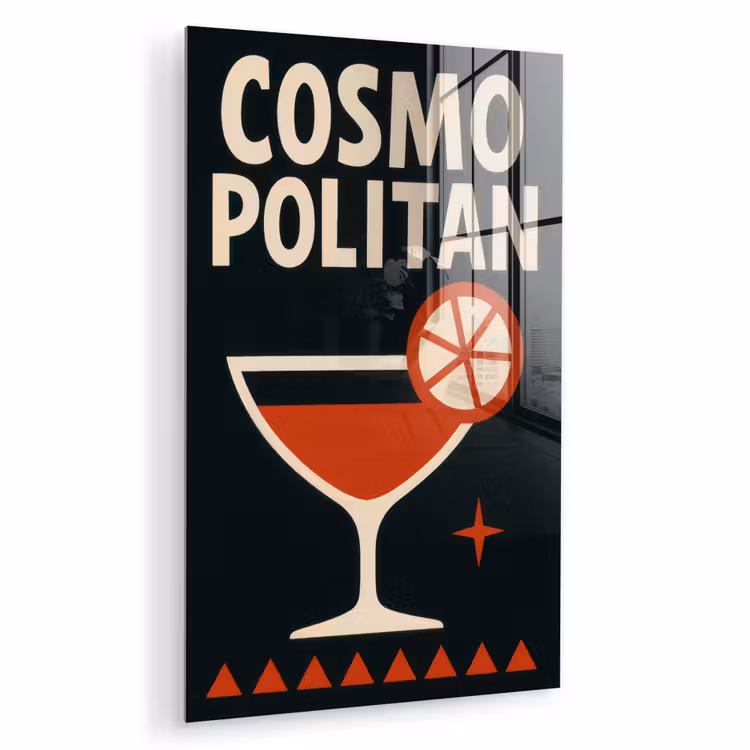 Glas schilderij - Cocktail - Zwart - Illustratie — 1