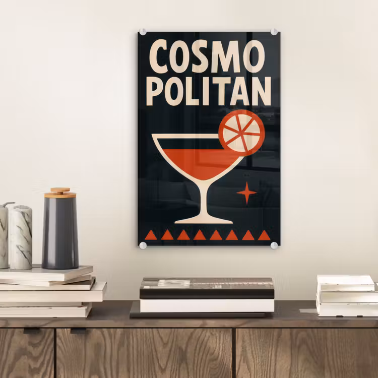 Glas schilderij - Cocktail - Zwart - Illustratie — 2