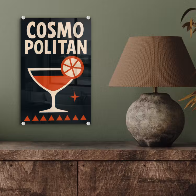 Glas schilderij - Cocktail - Zwart - Illustratie — 4