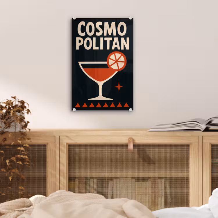 Glas schilderij - Cocktail - Zwart - Illustratie — 5