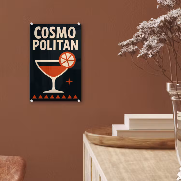 Glas schilderij - Cocktail - Zwart - Illustratie — 6