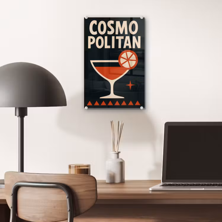 Glas schilderij - Cocktail - Zwart - Illustratie — 7