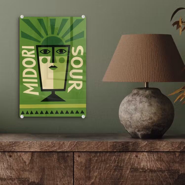 Glas schilderij - Grafisch - Art - Cocktail - Groen — 4