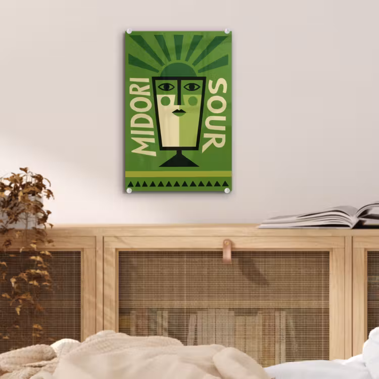 Glas schilderij - Grafisch - Art - Cocktail - Groen — 5