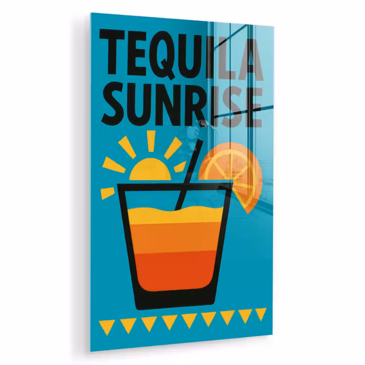 Glas schilderij - Illustratie - Tequila - Glas - Blauw — 1