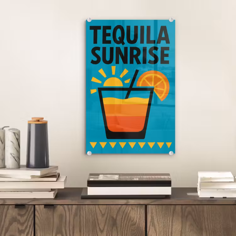 Glas schilderij - Illustratie - Tequila - Glas - Blauw — 2