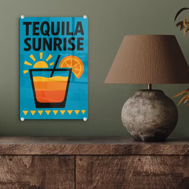 Glas schilderij - Illustratie - Tequila - Glas - Blauw — 4