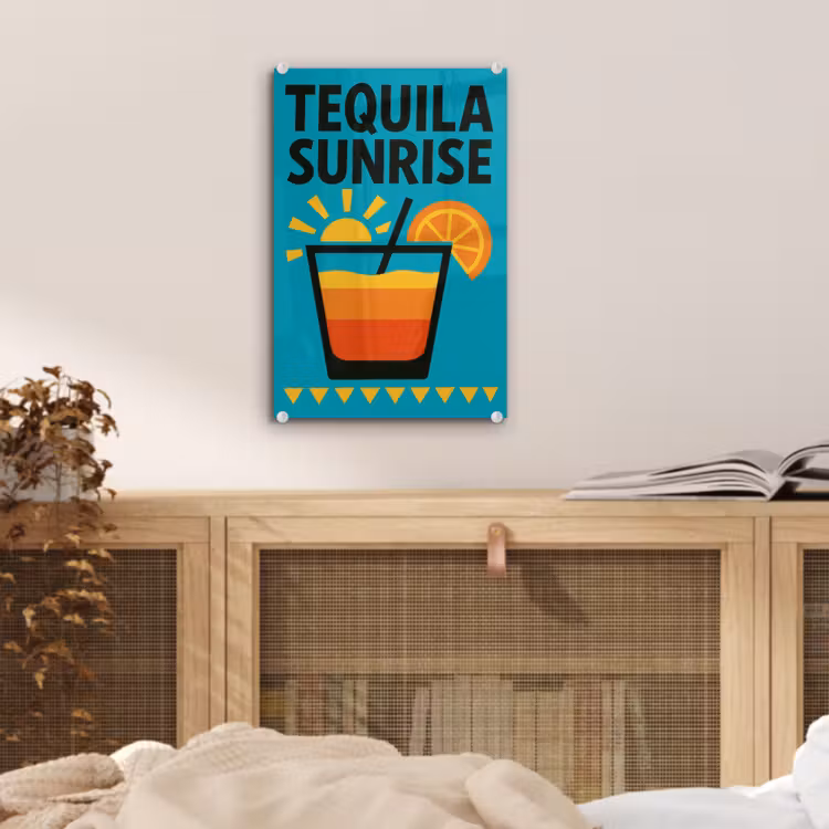 Glas schilderij - Illustratie - Tequila - Glas - Blauw — 5