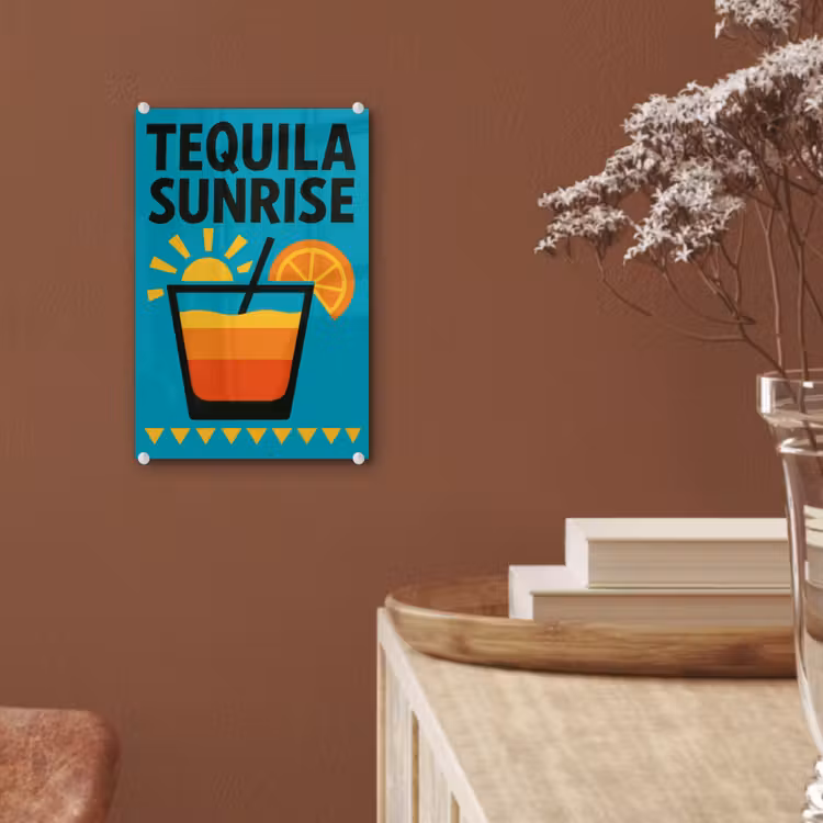 Glas schilderij - Illustratie - Tequila - Glas - Blauw — 6