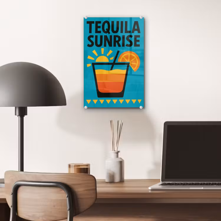 Glas schilderij - Illustratie - Tequila - Glas - Blauw — 7