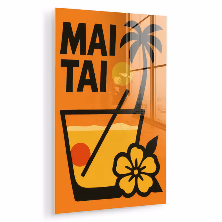Glas schilderij - Palmboom - Bloem - Art - Drink — 1