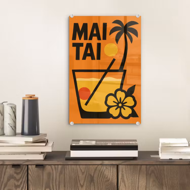 Glas schilderij - Palmboom - Bloem - Art - Drink — 2