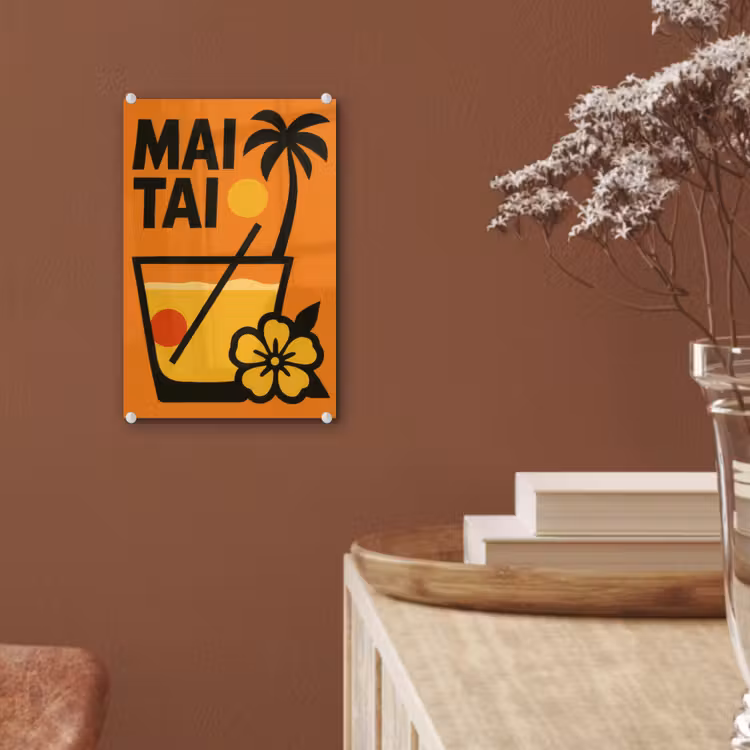 Glas schilderij - Palmboom - Bloem - Art - Drink — 6