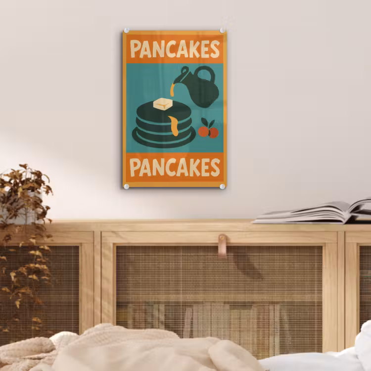 Glas schilderij - Pannenkoeken - Siroop - Illustratie - Oranje — 5