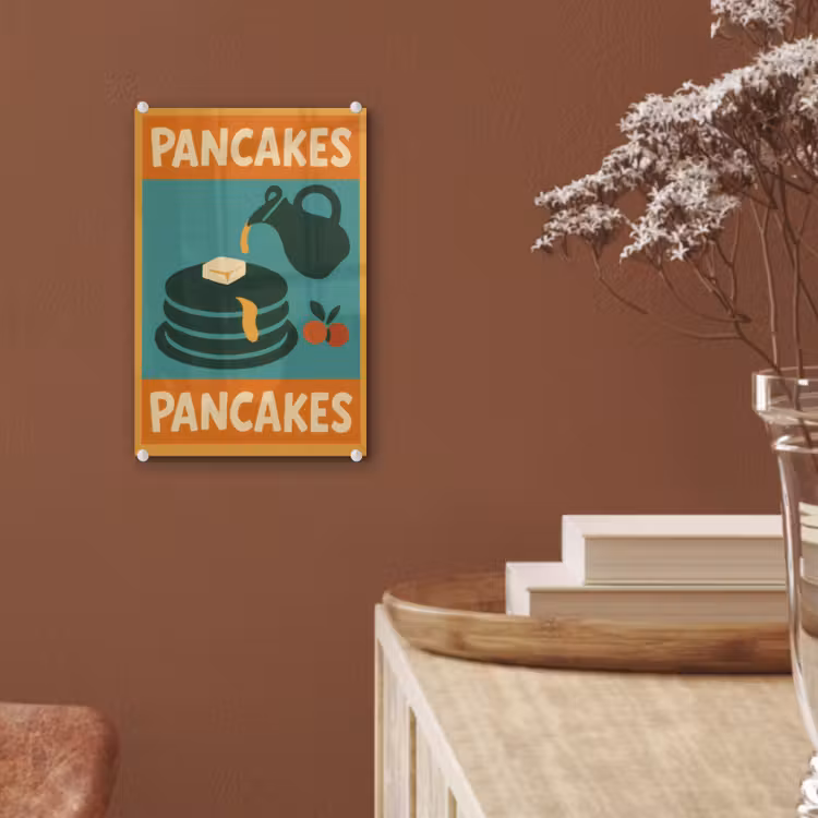 Glas schilderij - Pannenkoeken - Siroop - Illustratie - Oranje — 6