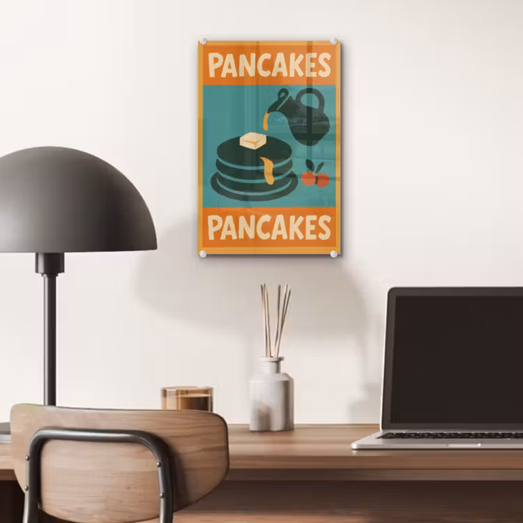 Glas schilderij - Pannenkoeken - Siroop - Illustratie - Oranje — 7