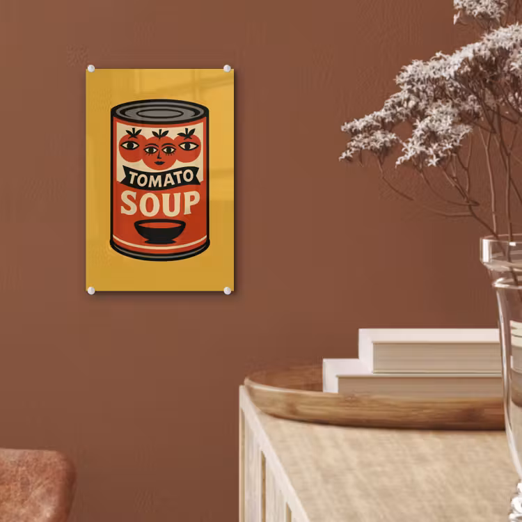 Glas schilderij - Tomatensoep - Gezichtje - Illustratie - Rood — 6