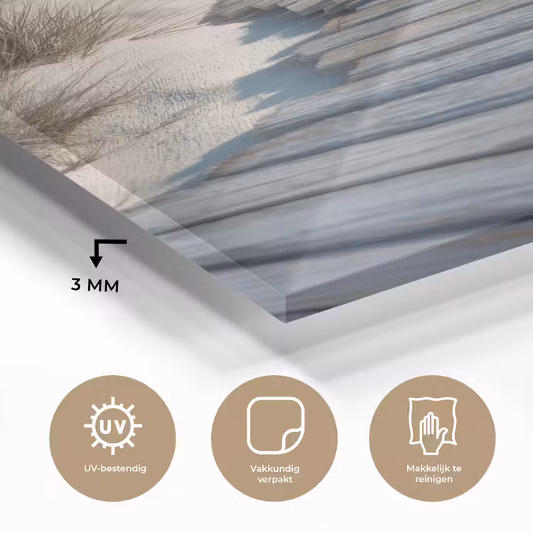 Glas schilderij - Pad - Planken - Duinen - Gras — 3