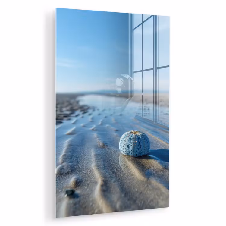 Glas schilderij - Strand - Schild - Water - Blauw — 1