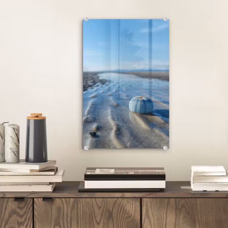 Glas schilderij - Strand - Schild - Water - Blauw — 2
