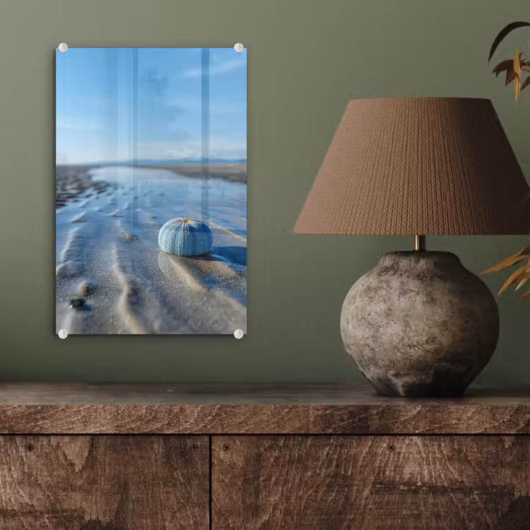 Glas schilderij - Strand - Schild - Water - Blauw — 4