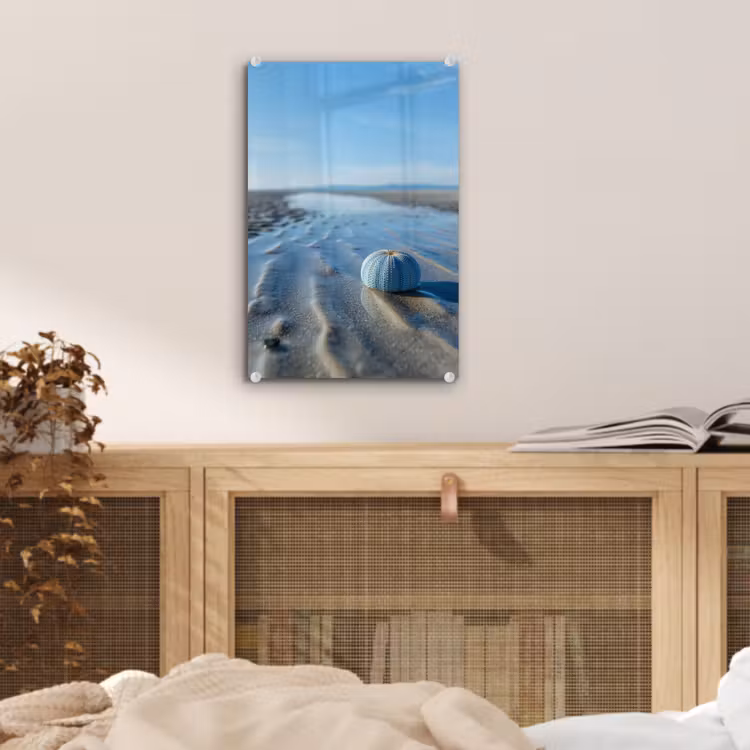 Glas schilderij - Strand - Schild - Water - Blauw — 5