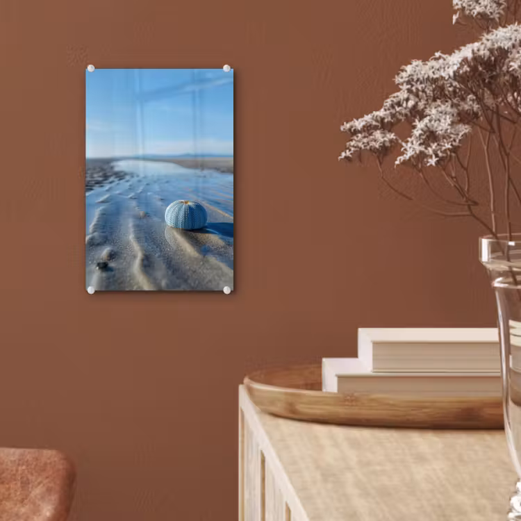 Glas schilderij - Strand - Schild - Water - Blauw — 6