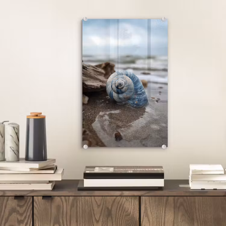 Glas schilderij - Schelp - Strand - Blauw - Zee — 2