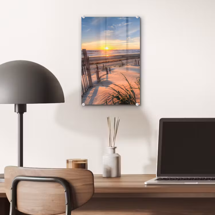 Glas schilderij - Strand - Zee - Duin - Zonsondergang - Landschap — 7