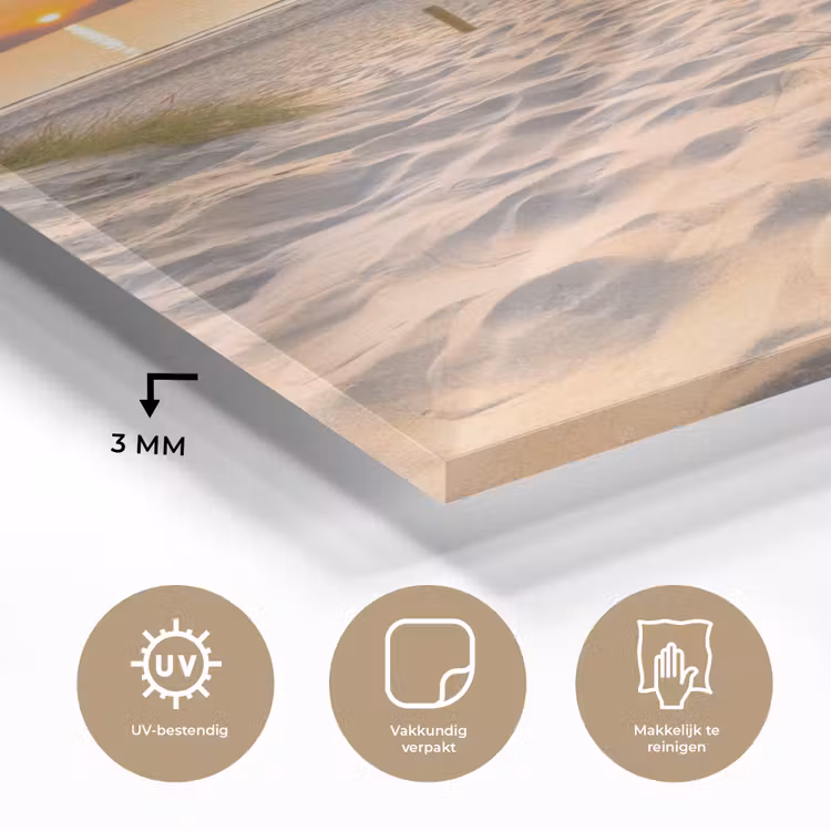 Glas schilderij - Duin - Zonsondergang - Horizon - Strand - Gras — 3