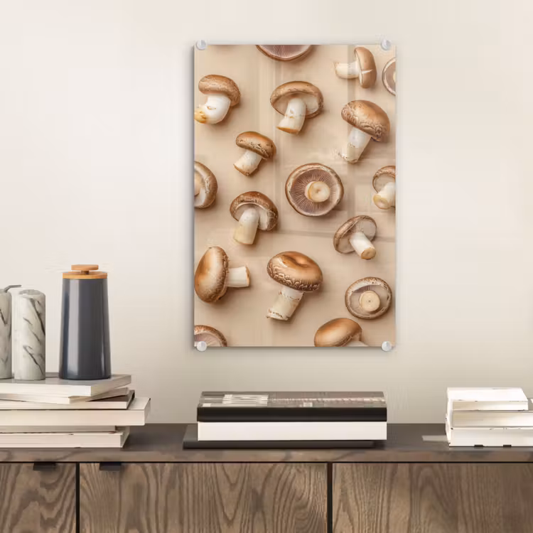 Glas schilderij - Kastanje Champignons - Beige — 2