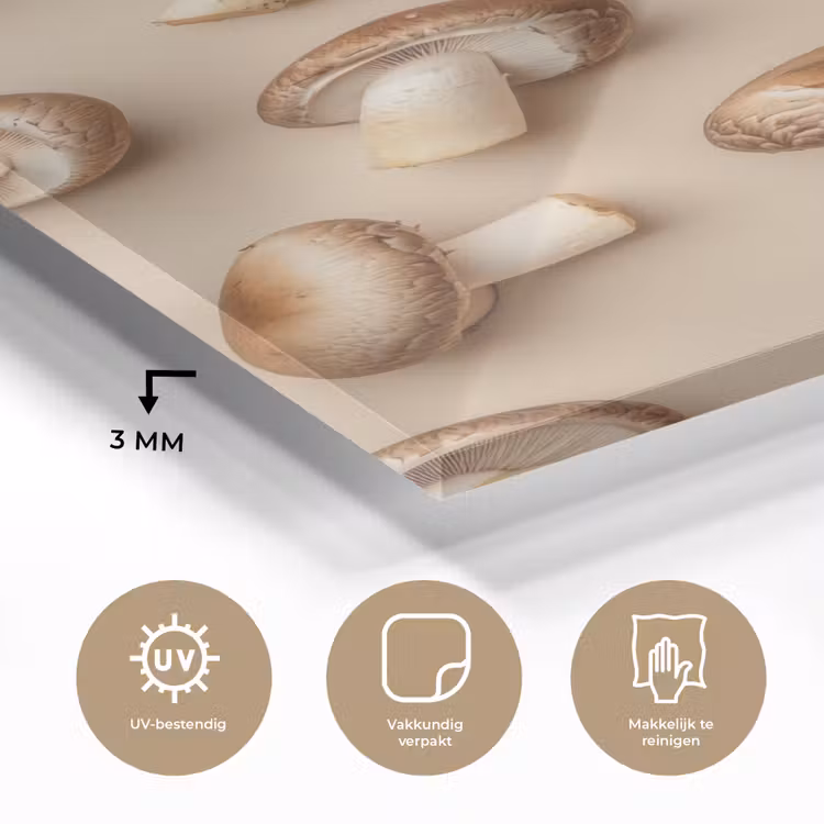 Glas schilderij - Kastanje Champignons - Beige — 3