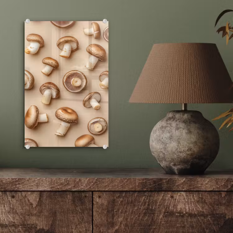 Glas schilderij - Kastanje Champignons - Beige — 4