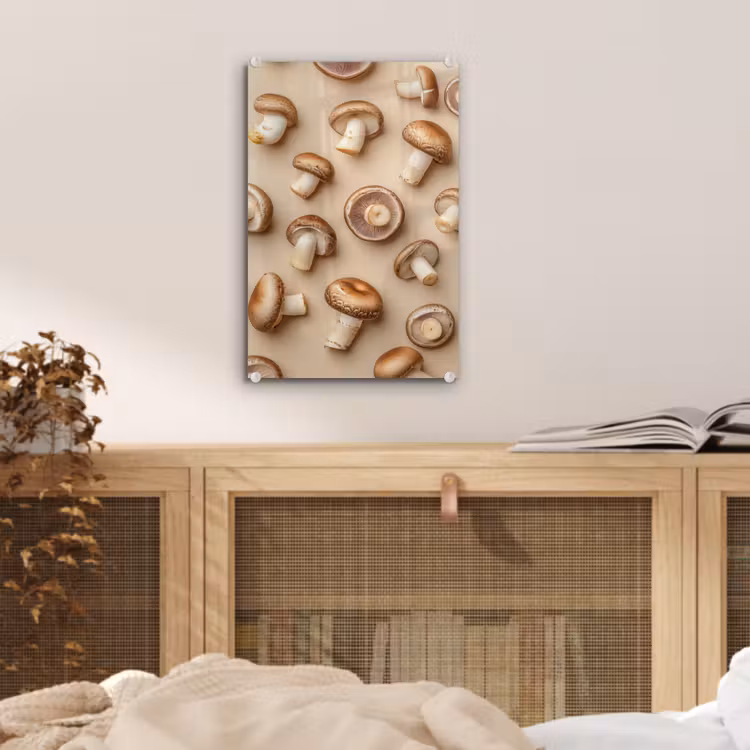 Glas schilderij - Kastanje Champignons - Beige — 5