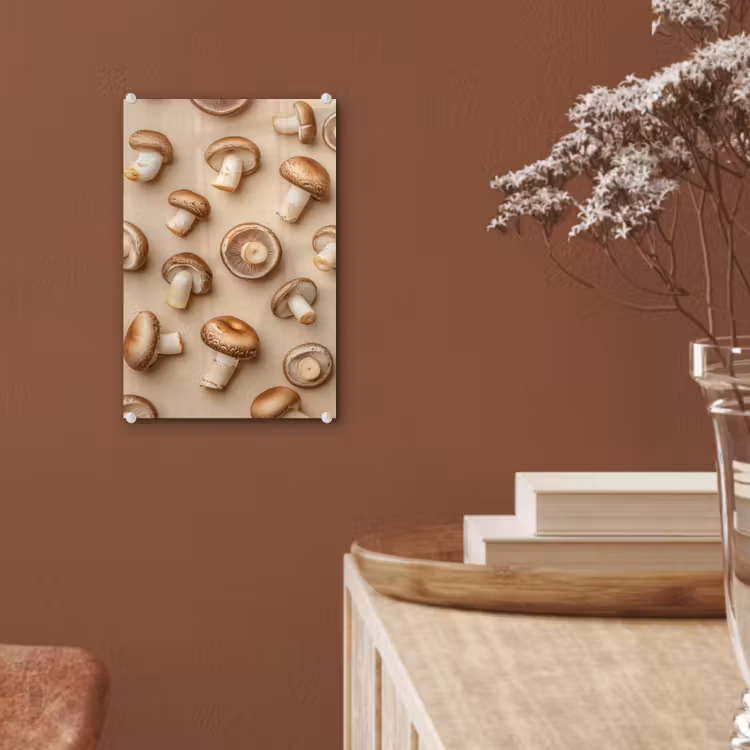 Glas schilderij - Kastanje Champignons - Beige — 6