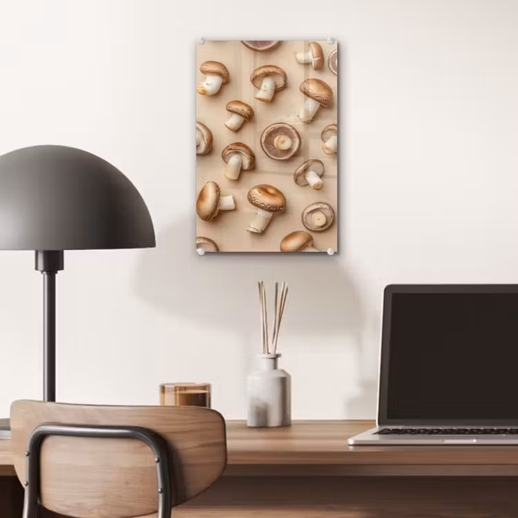 Glas schilderij - Kastanje Champignons - Beige — 7