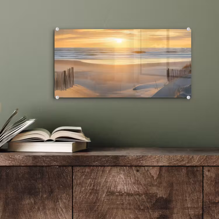 Glas schilderij - Strand - Duinen - Zonsondergang — 4