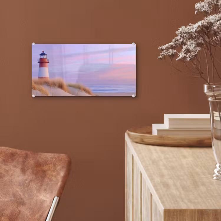Glas schilderij - Vuurtoren - Duinen - Zonsondergang — 6