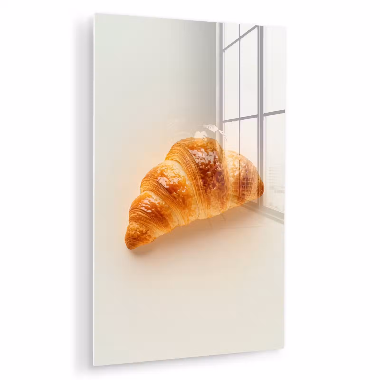 Glas schilderij - Croissant - Brood - Beige — 1
