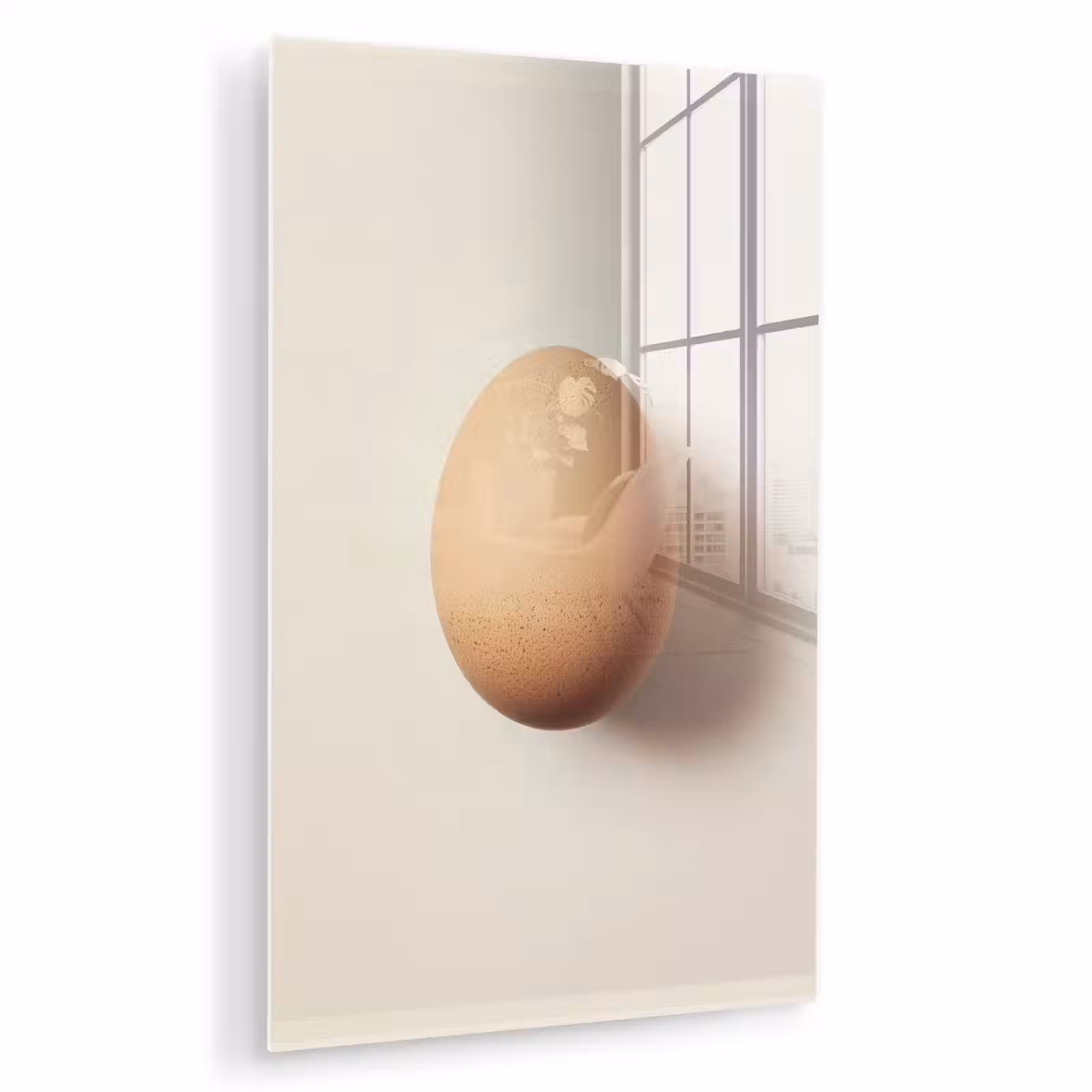 Glas schilderij - Ei - Beige - Ovaal - Egaal — 1