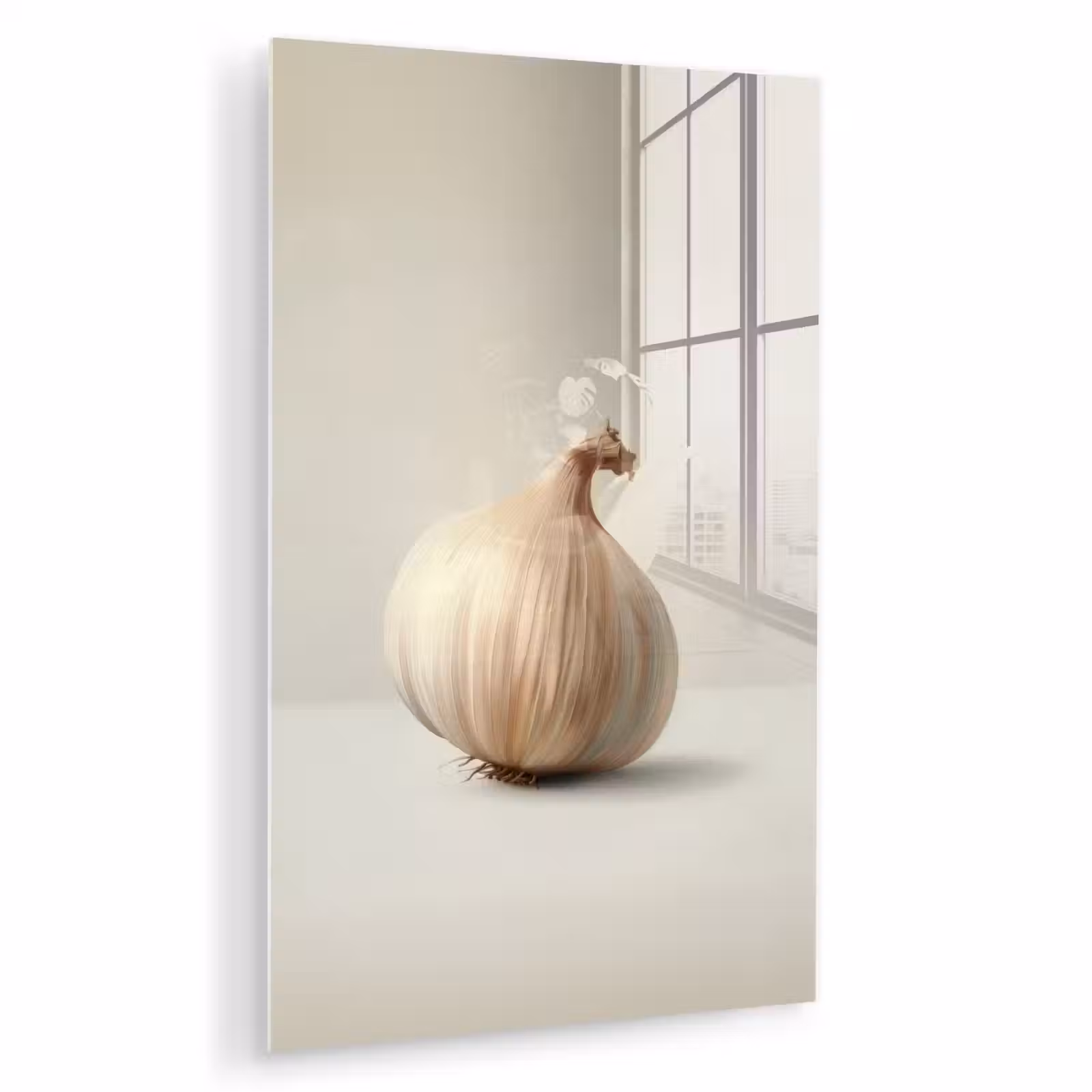 Glas schilderij - Knoflook - Natuurlijk - Beige — 1