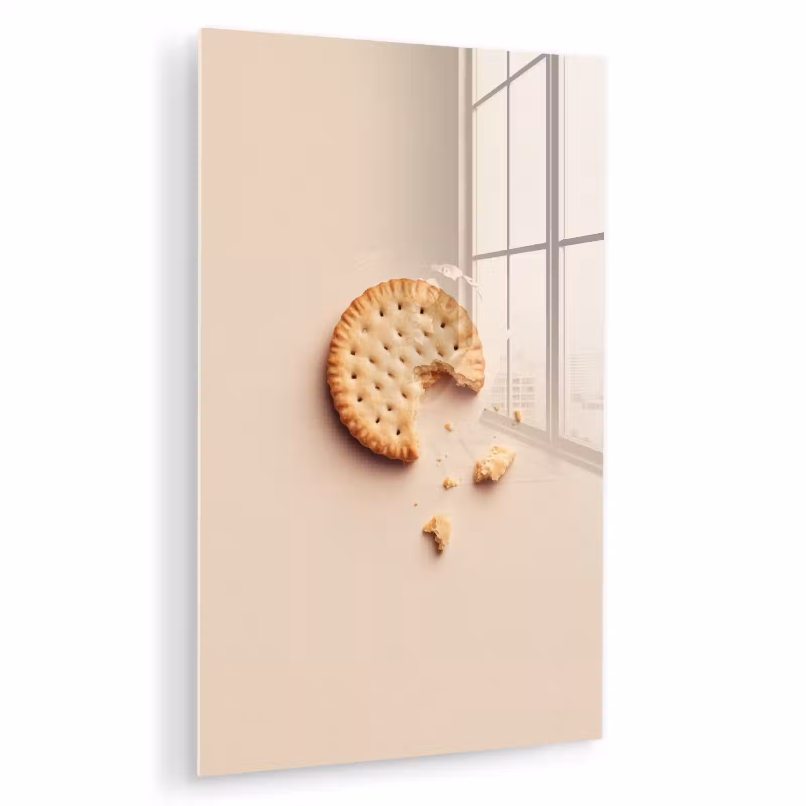 Glas schilderij - Koekje - Kruimels - beige — 1