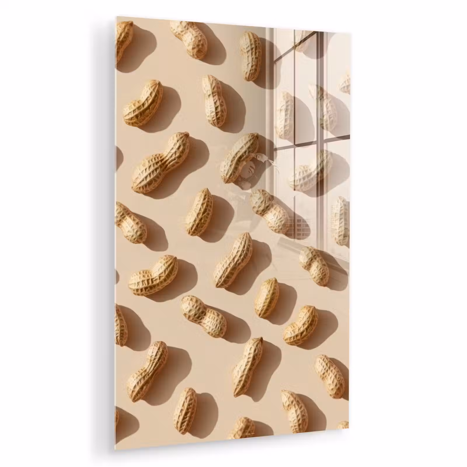 Glas schilderij - Pinda's - Patroon - Beige — 1