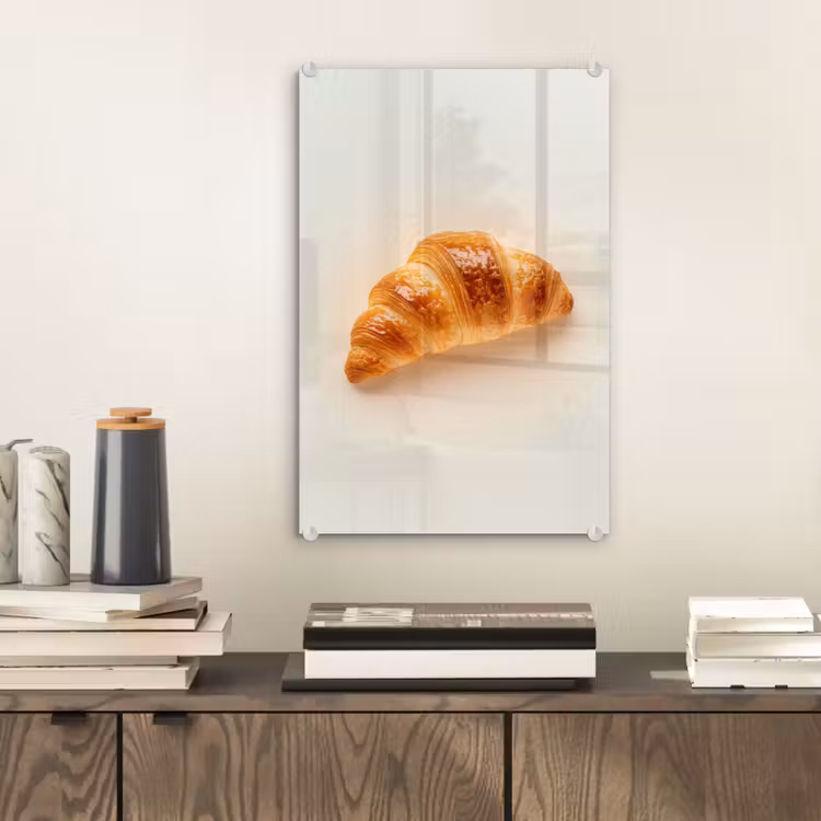 Glas schilderij - Croissant - Brood - Beige — 2