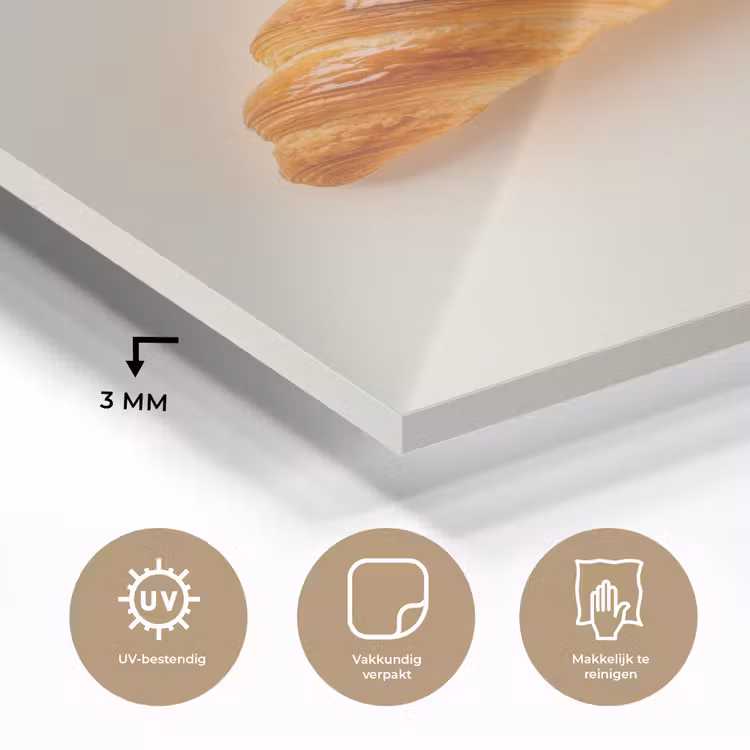 Glas schilderij - Croissant - Brood - Beige — 3